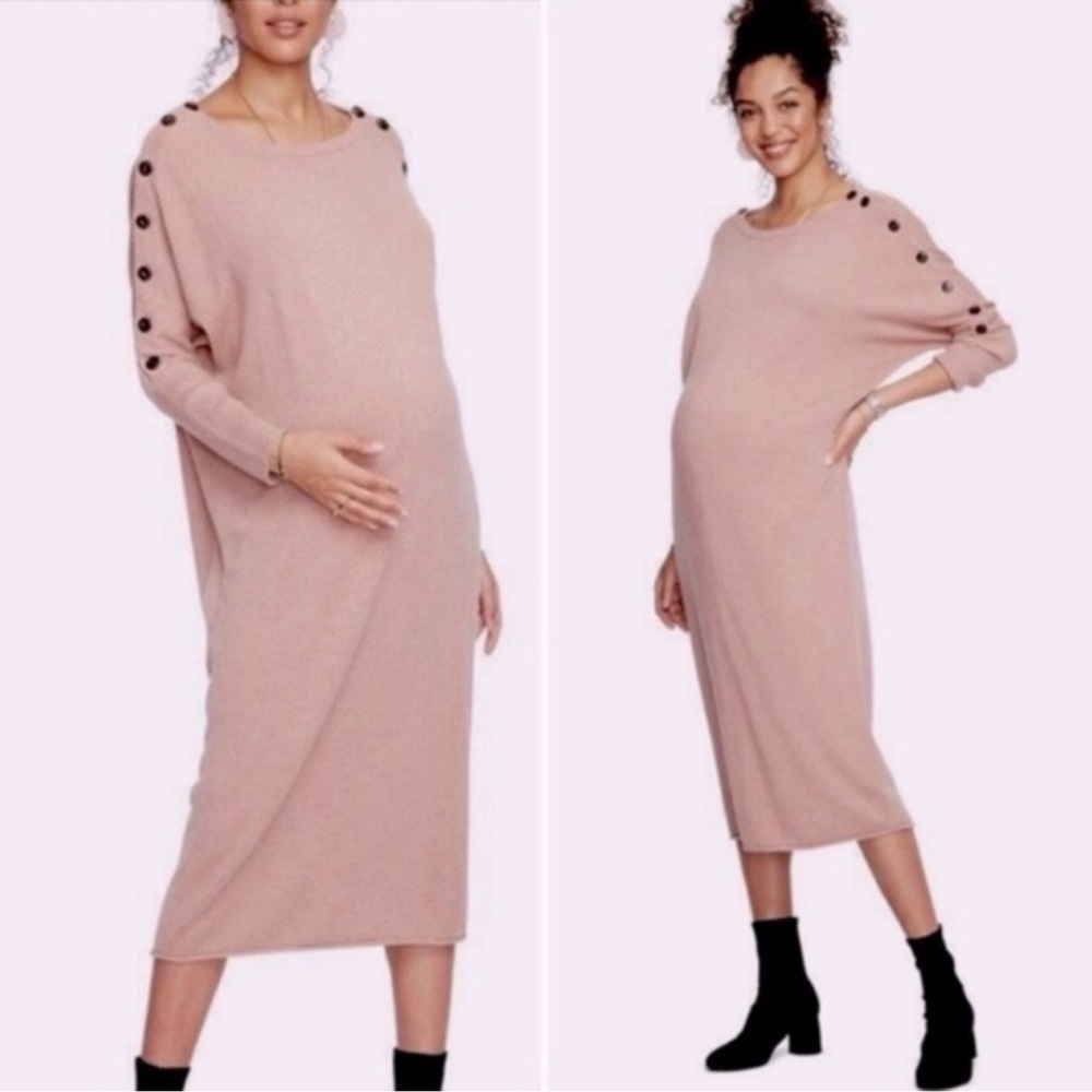HATCH THE LOU DRESS ROSEWOOD CASHMERE BLEND SWEATER DRESS SIZE P